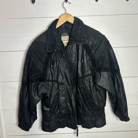 Vintage John Weitz Women’s Black Leather Jacket Size L – 80s/90s Oversized - Picture 1 of 10